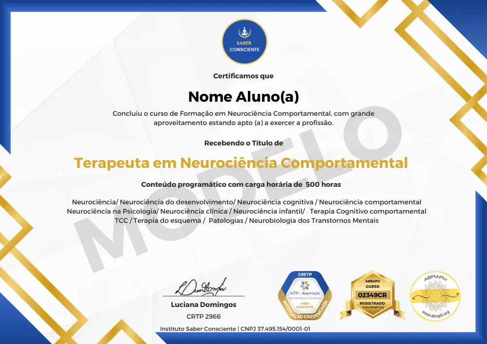 Exemplo do Modelo de Certificado Profissional em Neurociência